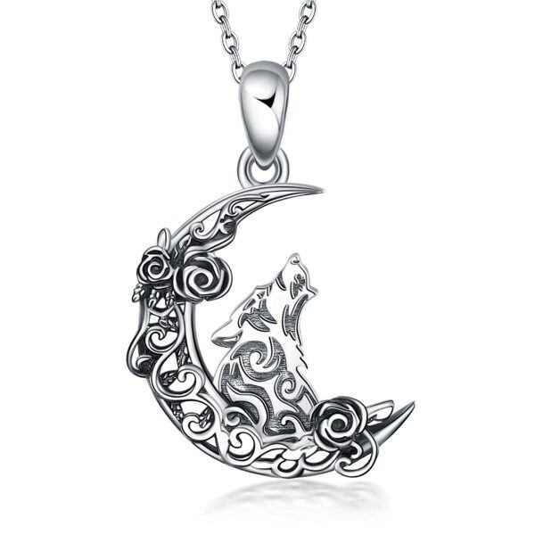 Sterling Silver Wolf Necklace -0