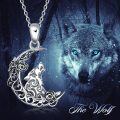 wholesale 925 Sterling Silver Moon Wolf Pendant Necklaces for Women Irish Luck s-0-4