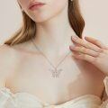 wholesale 925 Sterling Silver Butterfly Ankh Cross Pendant Necklace with Cubic Zirconia for Women-0-1