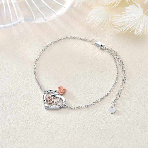 Sterling Silver Heart Mom Bracelet-4