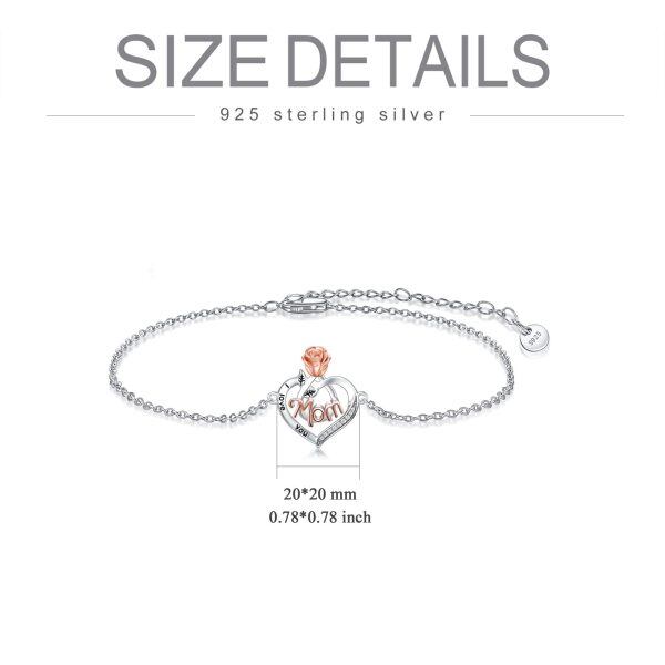 Sterling Silver Heart Mom Bracelet-5