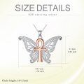 wholesale 925 Sterling Silver Butterfly Ankh Cross Pendant Necklace with Cubic Zirconia for Women-0-5