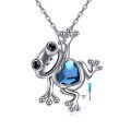wholesale 925 Sterling Silver Blue Crystal Frog Heart Pendant Necklace for Women-0-0