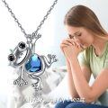 wholesale 925 Sterling Silver Blue Crystal Frog Heart Pendant Necklace for Women-0-5
