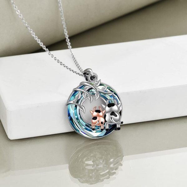 Sterling Silver Cow Necklace-4