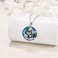 wholesale 925 Sterling Silver Blue Crystal Black Cat Pendant Necklace for Women Girls-0-4