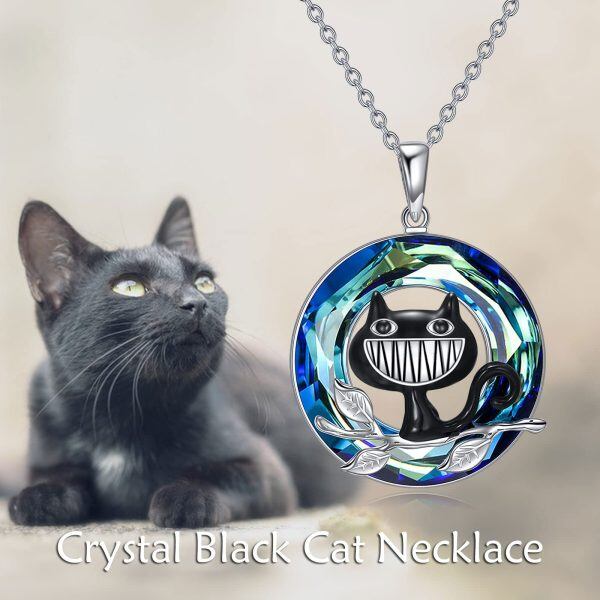 Sterling Silver Black Cat Necklace-5