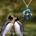 wholesale 925 Sterling Silver Blue Crystal Penguin Pendant Necklace  for Women-0-1