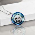 wholesale 925 Sterling Silver Blue Crystal Penguin Pendant Necklace  for Women-0-4