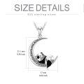 wholesale 925 Sterling Silver Moon & Panda Pendant Necklace with Black Crystals - Valentine's Day s for Her-0-4