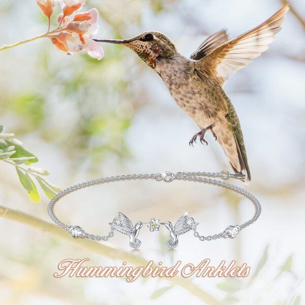 Sterling Silver Hummingbird Ankle Bracelets-1