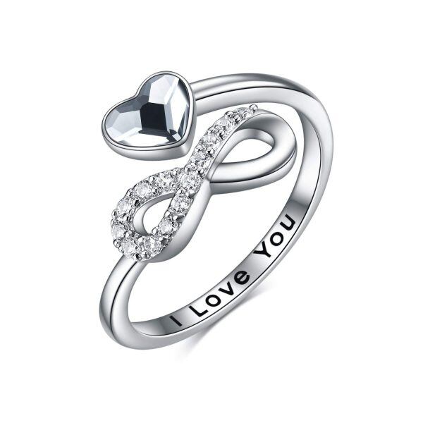 Sterling Silver Infinity Heart Rings -0