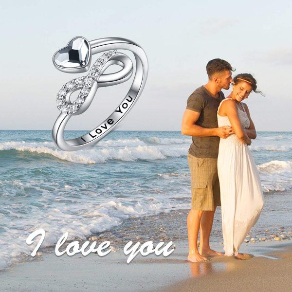 Sterling Silver Infinity Heart Rings -3