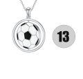 wholesale 925 Sterling Silver Round Soccer Ball Pendant Necklace with Number 13 Charm for Women-0-0