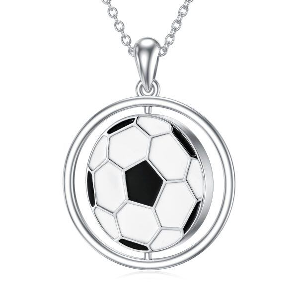 Sterling Silver Rotatable Football Necklace -1