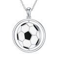 wholesale 925 Sterling Silver Round Soccer Ball Pendant Necklace with Number 13 Charm for Women-0-1
