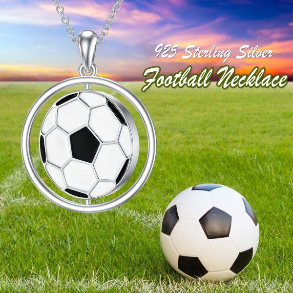 Sterling Silver Rotatable Football Necklace -3