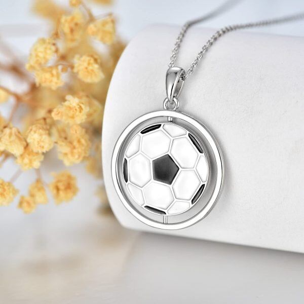 Sterling Silver Rotatable Football Necklace -5