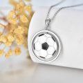 wholesale 925 Sterling Silver Round Soccer Ball Pendant Necklace with Number 13 Charm for Women-0-5