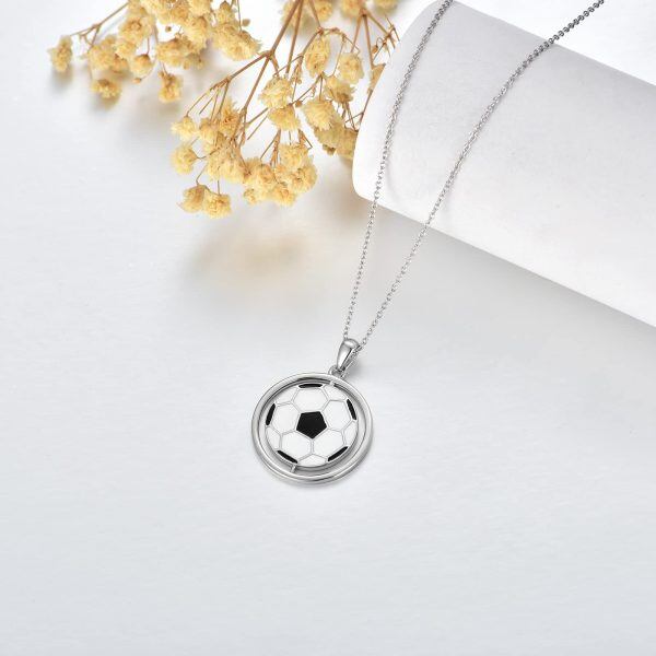 Sterling Silver Rotatable Football Necklace -6