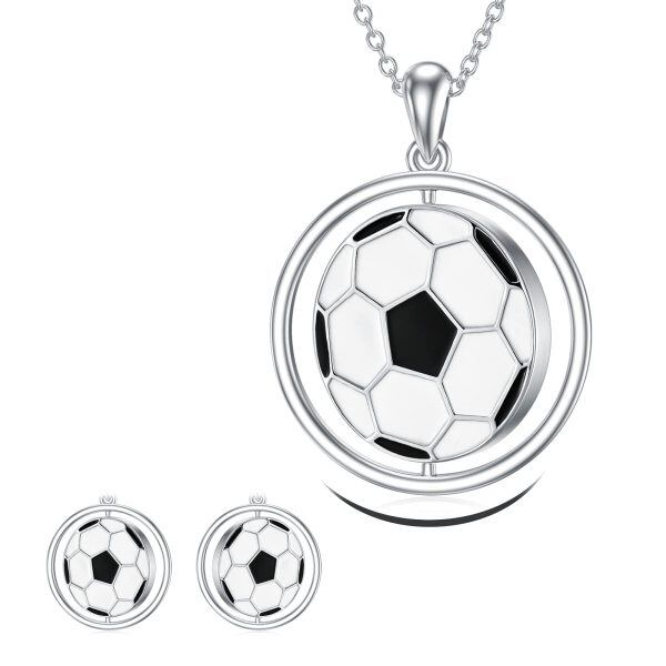 Sterling Silver Rotatable Football Necklace -7