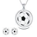 wholesale 925 Sterling Silver Round Soccer Ball Pendant Necklace with Number 13 Charm for Women-0-7