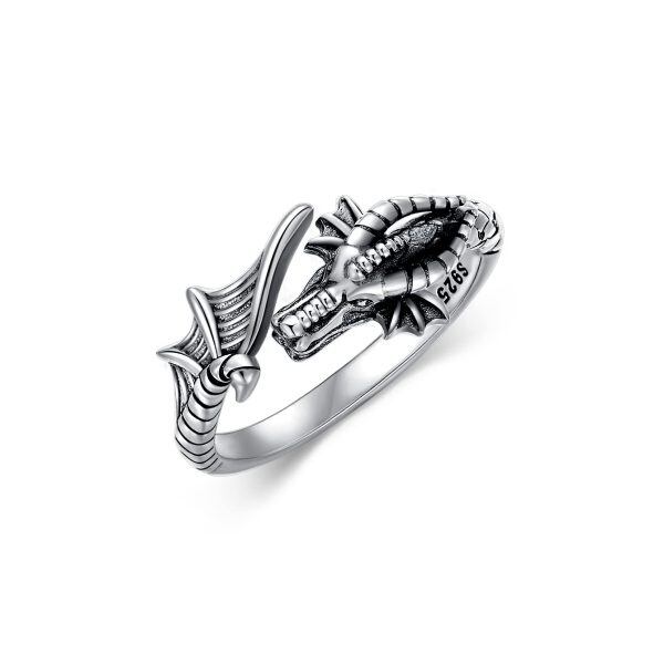 Sterling Silver Dragon Ring -0