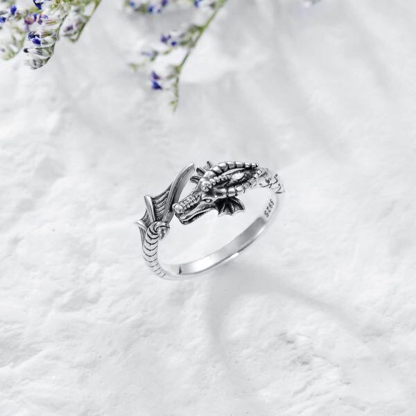 Sterling Silver Dragon Ring -3