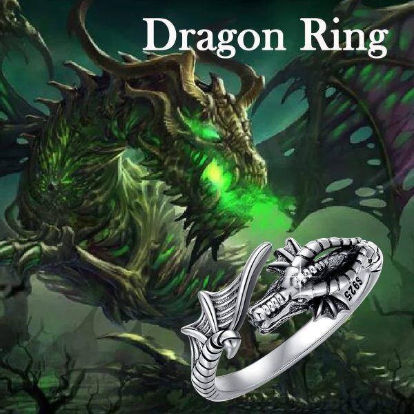 Sterling Silver Dragon Ring -5