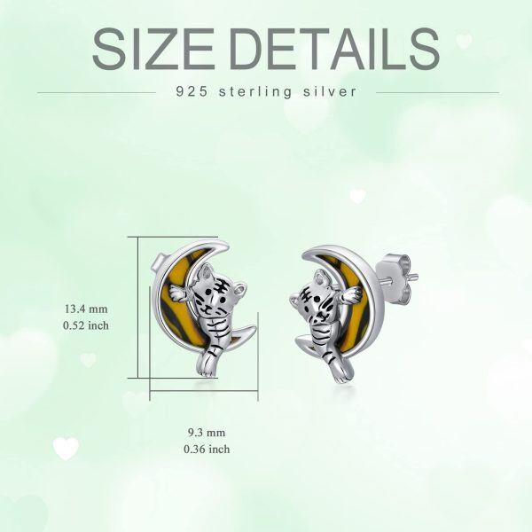 Sterling Silver Tiger Stud Earrings -2