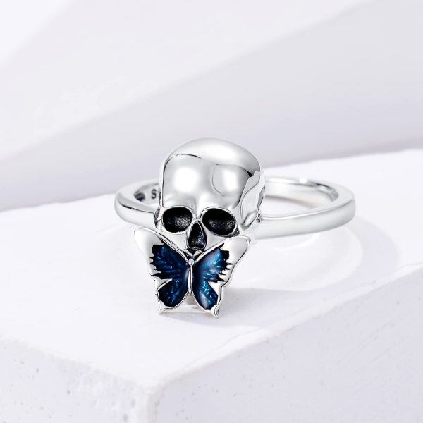 Sterling Silver Skull Butterfly Ring -1