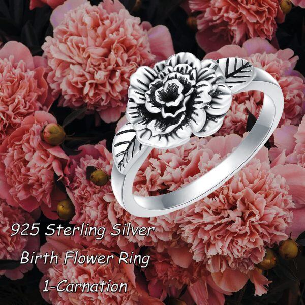 Sterling Silver Birth Flower Rings-3