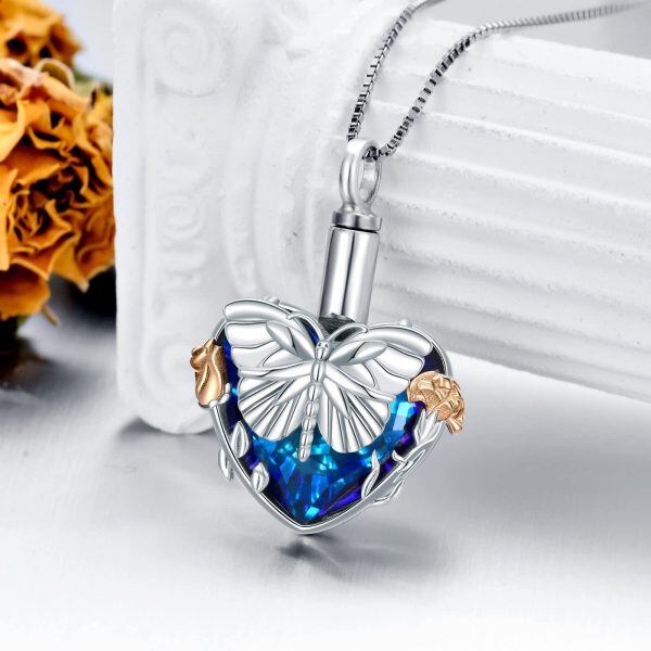 Sterling Silver Butterfly Heart Necklace-2