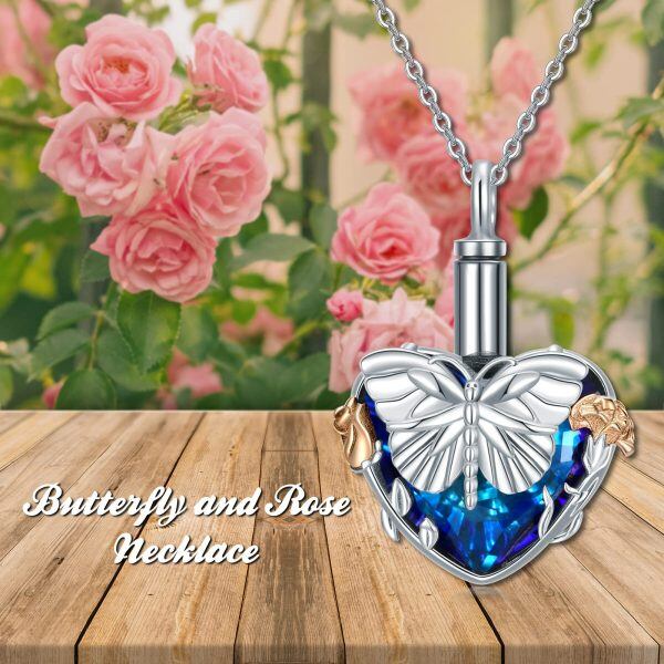 Sterling Silver Butterfly Heart Necklace-4