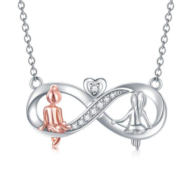 Sterling Silver Infinity Sister Necklace-0