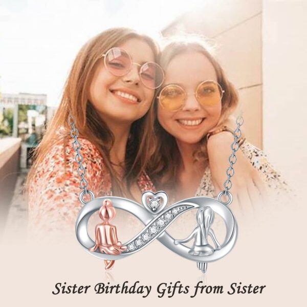 Sterling Silver Infinity Sister Necklace-2