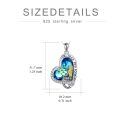 wholesale 925 Sterling Silver Heart-Shaped Mermaid Scale Pendant with Blue Crystal and Gold Hair - I Love You Forever Message Necklace for Women Girls Gifts-0-5