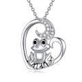 wholesale 925 Sterling Silver Frog Heart Moon Pendant Necklace for Women-0-0