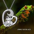 wholesale 925 Sterling Silver Frog Heart Moon Pendant Necklace for Women-0-2