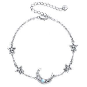 Sterling Silver Moonstone Anklet Bracelets-0