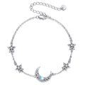 wholesale 925 Sterling Silver Star & Crescent Moon Stone Ankle Anklet for Women-0-0