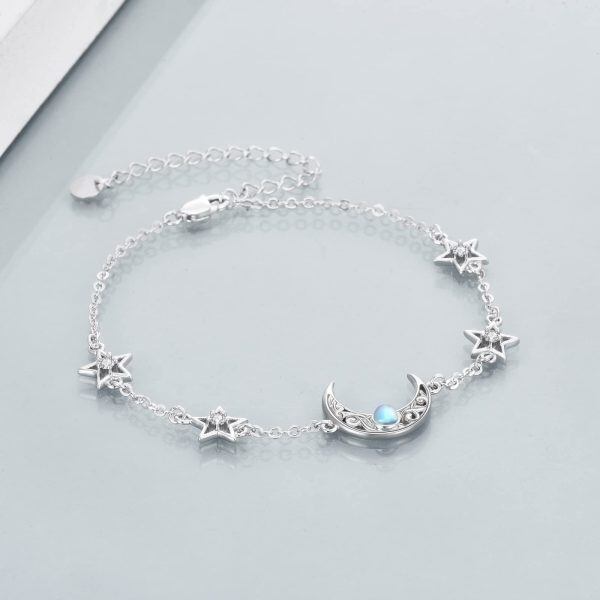 Sterling Silver Moonstone Anklet Bracelets-2