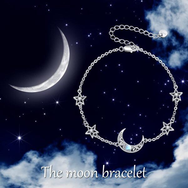 Sterling Silver Moonstone Anklet Bracelets-4