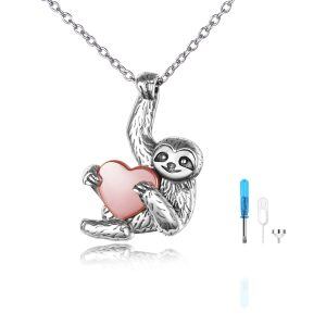 Sterling Silver Sloth Cremation Urn Necklaces -0