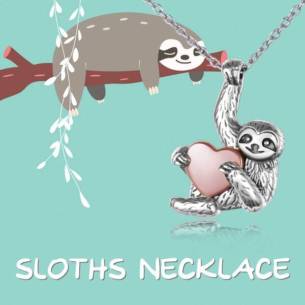 Sterling Silver Sloth Cremation Urn Necklaces -5