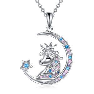 Sterling Silver Unicorn Pendant Necklaces-0