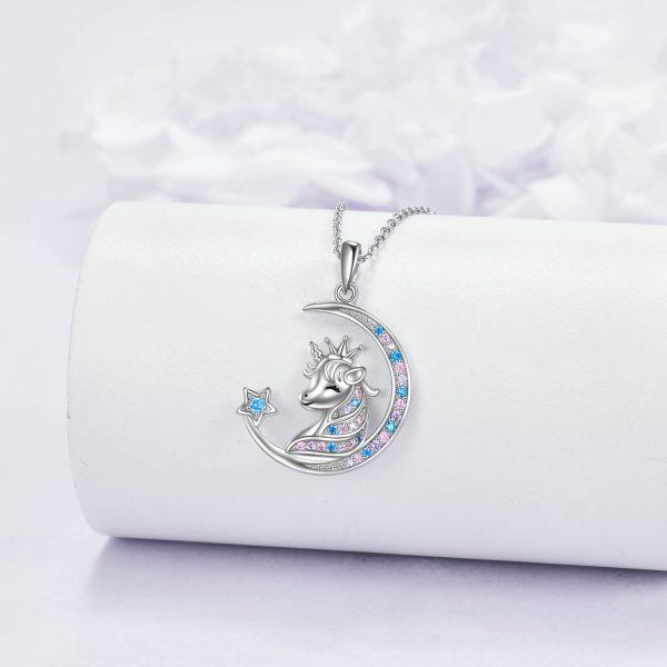 Sterling Silver Unicorn Pendant Necklaces-4