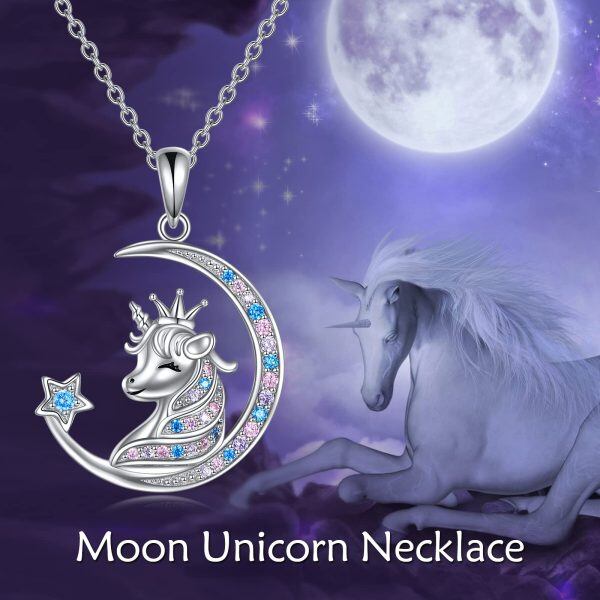 Sterling Silver Unicorn Pendant Necklaces-5