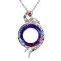 wholesale 925 Sterling Silver Rainbow Crystal Phoenix Pendant Necklace for Women-0-0