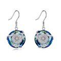 wholesale 925 Sterling Silver Blue Crystal Daisy Drop Earrings - Birthday Gift for Her-0-0